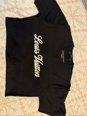 Louis Vuitton Black Tee with White Script Logo